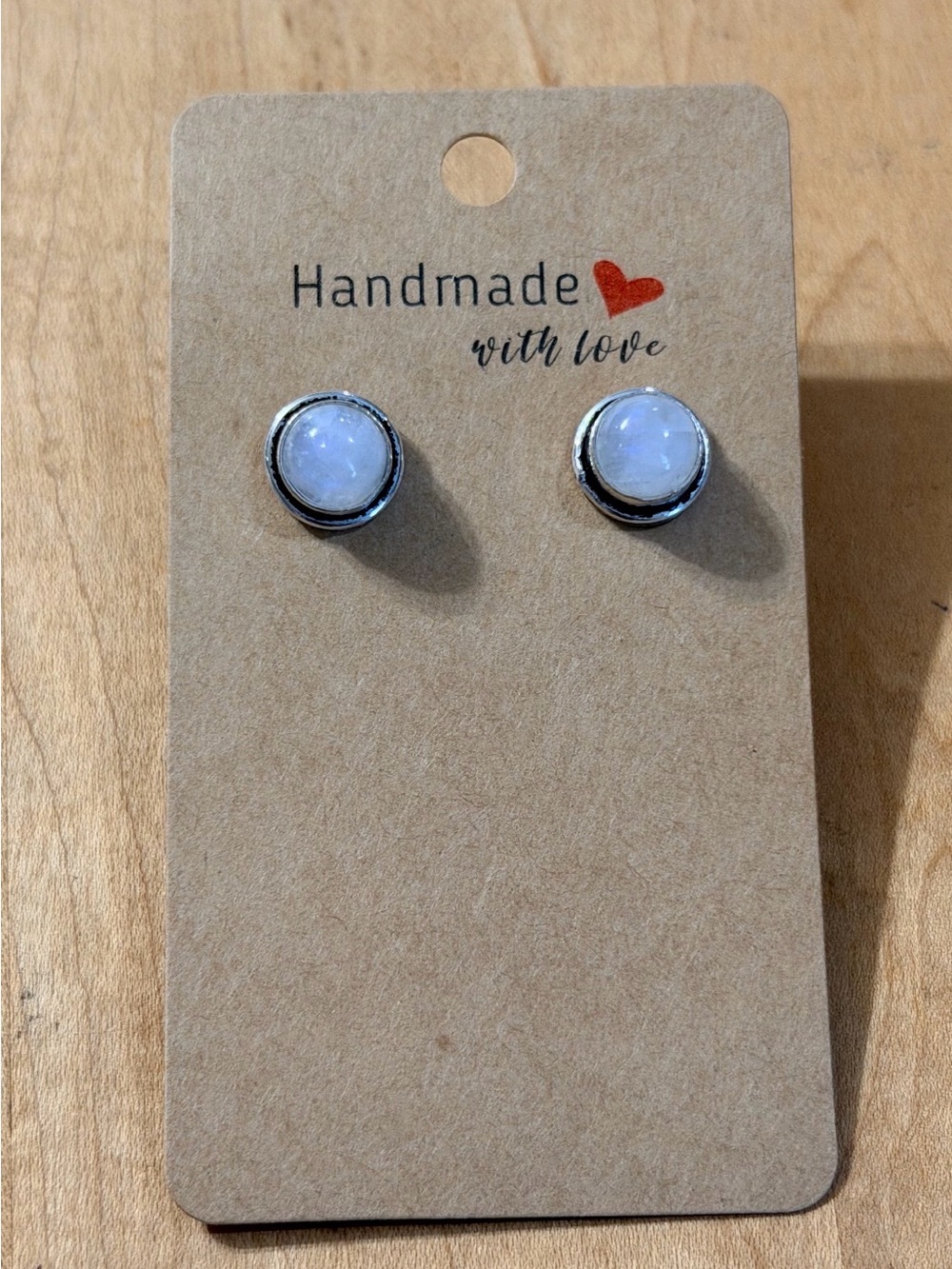 Lovely Moonstone Silver Stud Earrings - 925 Plated/Stamped